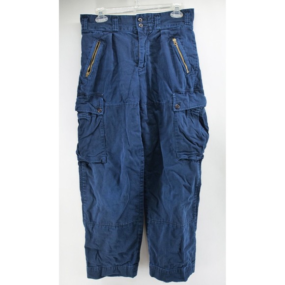 Vintage‎ Polo Ralph Lauren Pants Mens 30x30 Blue Paratrooper Cargo Y2K 90s - Picture 1 of 14